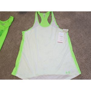 NEW Women's Size L UNDER ARMOUR Victory Pinney Tank Top White/green 1236469-003